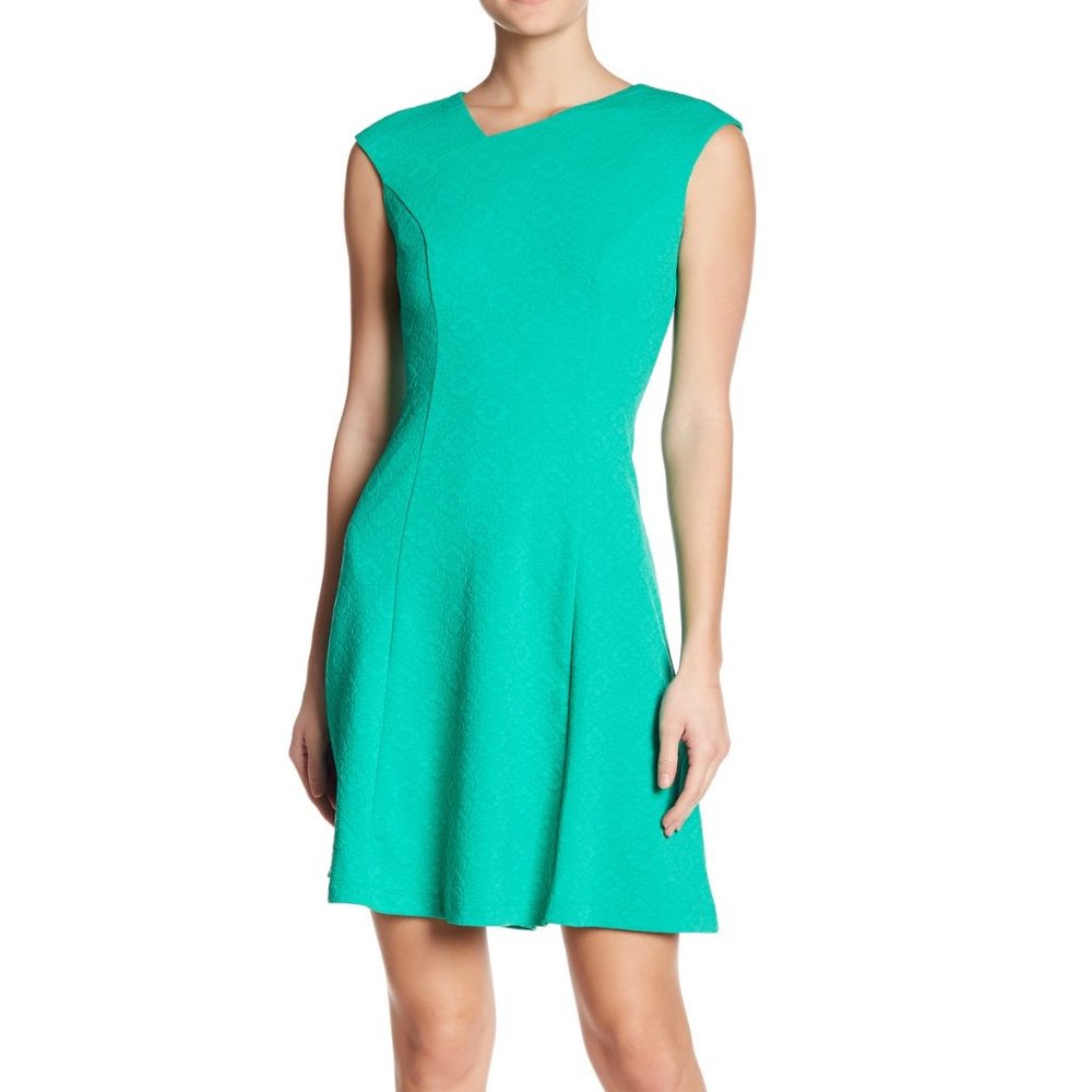 London Times Asymmetrical Floral Textured Dress Sz 6